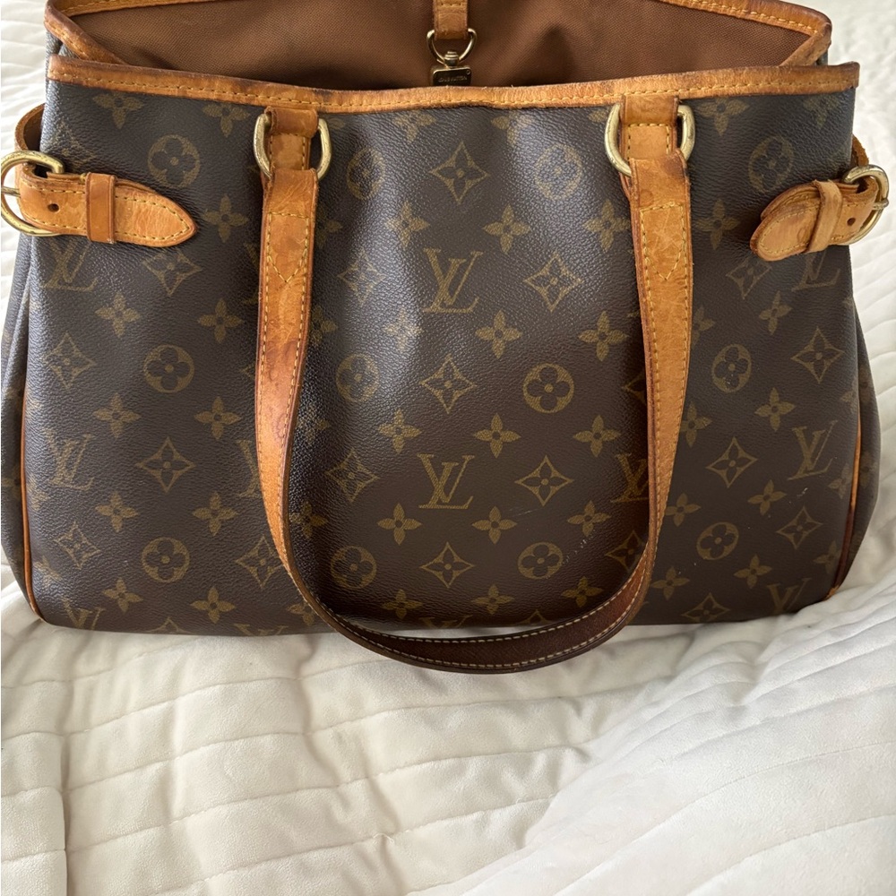 Louis Vuitton Brown Monogram Canvas Tote with Tan Leather Trim